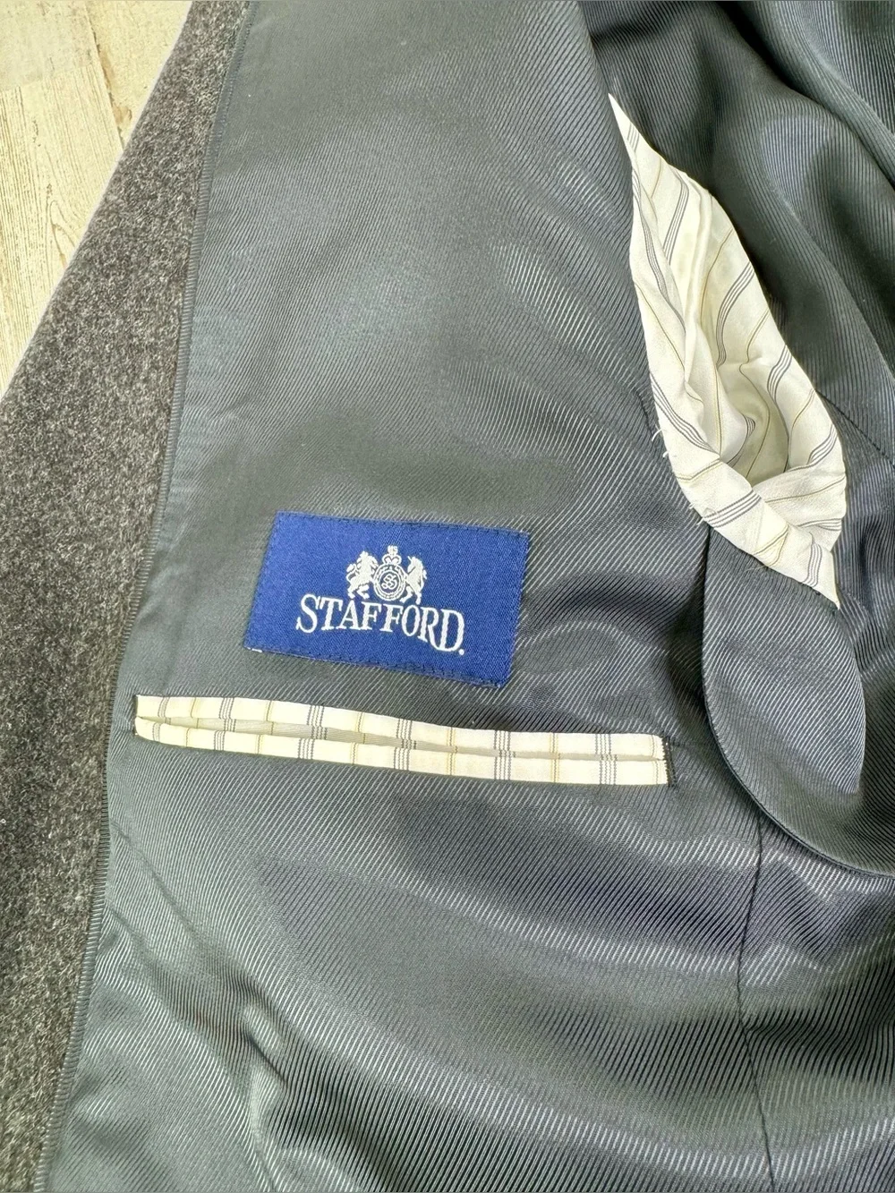 Stafford Mens Camel Hair Sport Coat Classic Fit Blazer Charcoal Gray Mens 44R